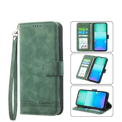 Tongez Étui Pour Xiaomi Redmi 13 4g Premium Bracelet Fermeture Magnétique Fentes Pour Cartes Cash Poche - Vert