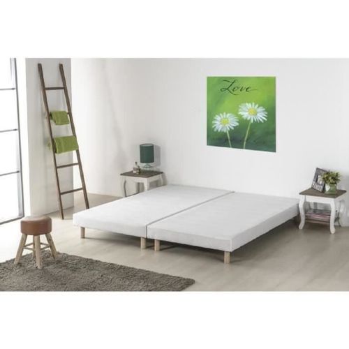 Sommiers Tapissiers A Lattes X 2 - 180 X 200 - Bois Massif Blanc Pieds - Finlandek Rakenne