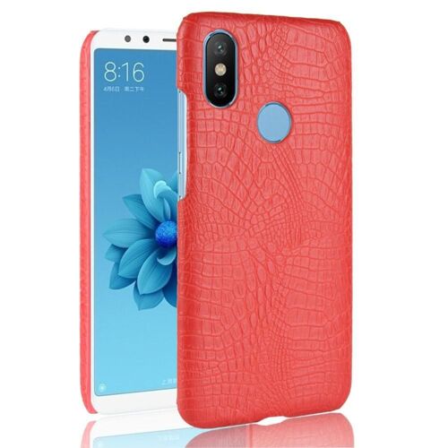 Étui Pour Classique Élégant Xiaomi Mi A2 Lite /Redmi 6 Pro Compatibilité Mode Classique D'alligator Housse De Protection Anti Éraflure - Rouge