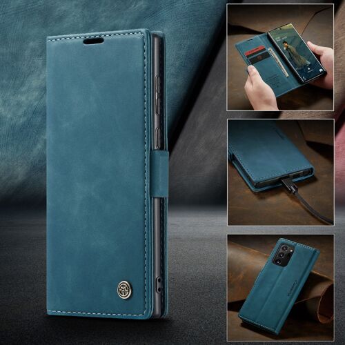 Etui Coque Pour Samsung Note 20 Ultra,Étui Housse Coque Samsung Galaxy Note 20 Ultra AntichocSupport Pliable,Clamshell,Brosse Anti-Vol,Étui De Téléphone À Cassette - Bleu