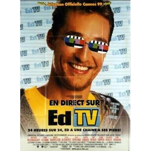 En Direct Sur Edtv / Ed Tv - Affiche Originale De Cinéma - Format 120x160 Cm -Un Film De Ron Howard Avec Matthew Mcconaughey, Jenna Elfman, Woody Harrelson, Ellen Degeneres, Martin Landau - Année 1999