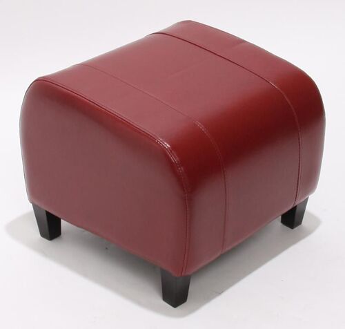 Tabouret pouf cuir EMMEN, 39x45x47cm   rouge