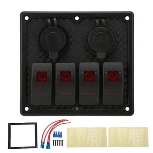 Panneau D'interrupteur À Bascule Led 4 Voies, Étanche, Double Port Qp7439