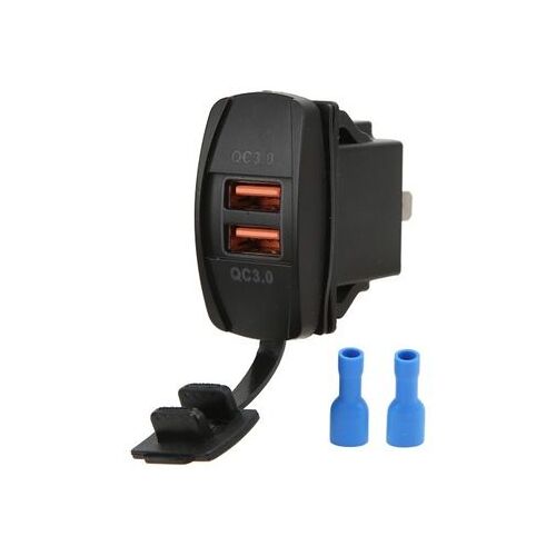 Chargeur Double De Style Interrupteur À Bascule Universel Noir Qp25328