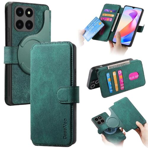 Flip Étui Pour Honor X6a Matériau De Blindage Magnétique Portefeuille Support De Carte Rétro - Vert
