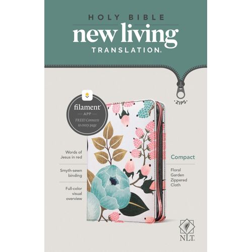 Nlt Compact Zipper Bible, Filament Enabled (Cloth, Floral Garden, Red Letter)