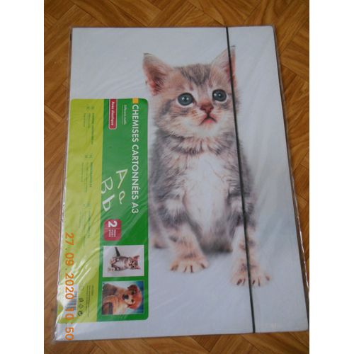 Lot De 2 Chemises Cartonnes A3 Chat Et Chien