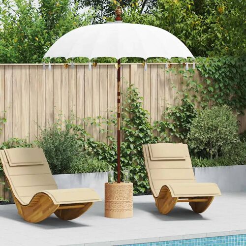 Parasol Balinais Crème 180-190 Cm Coton, Bois Massif
