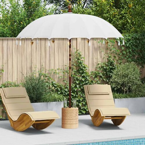 Parasol Balinais Crème 210-220 Cm Coton, Bois Massif