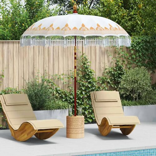 Parasol Balinais Crème 210-220 Cm Coton, Bois Massif