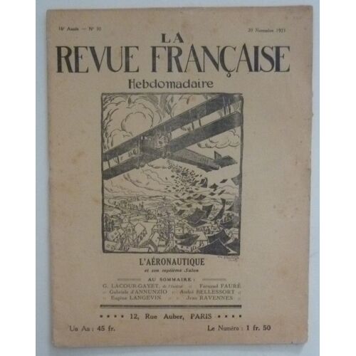 Revue La Revue Française 20 Novembre 1921