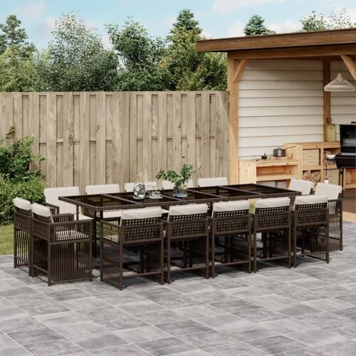 Vidaxl Ensemble À Manger De Jardin Avec Coussins 15 Pcs Marron Rotin