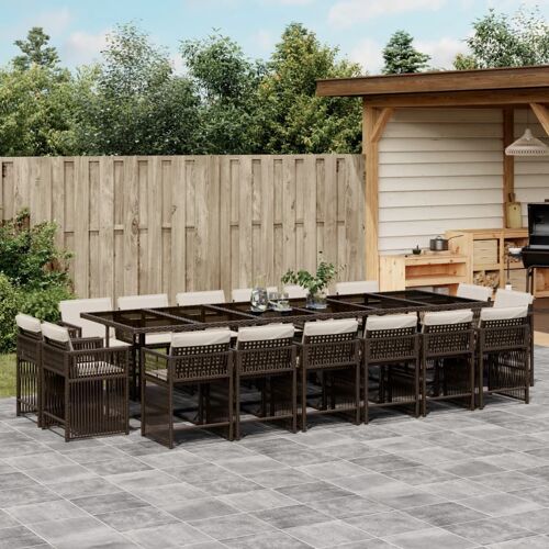 Vidaxl Ensemble À Manger De Jardin Et Coussins 17 Pcs Marron Rotin