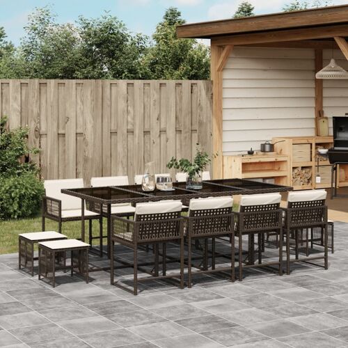 Vidaxl Ensemble À Manger De Jardin Avec Coussins 13 Pcs Marron Rotin