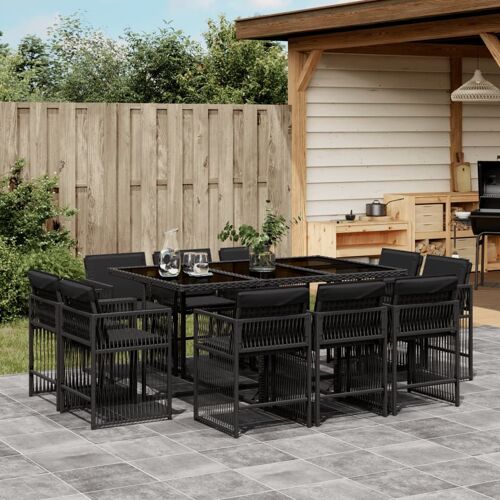 Vidaxl Ensemble À Manger De Jardin 11 Pcs Coussins Noir Résine Tressée