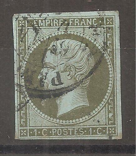 11 (1853) Napoléon I I I 1c Olive Oblitéré (Cote 100e) (0902)