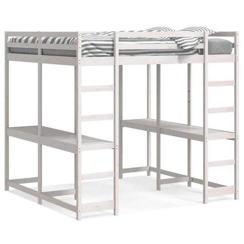 vidaXL Lit superposé et bureau et échelle 160x200cm bois de pin massif