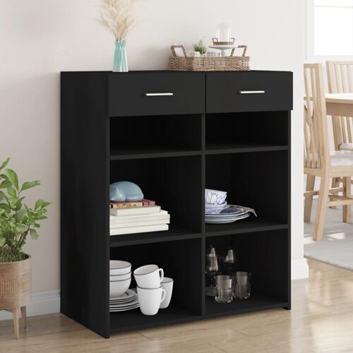 vidaXL Buffet noir 80x42,5x93 cm bois d'ingénierie