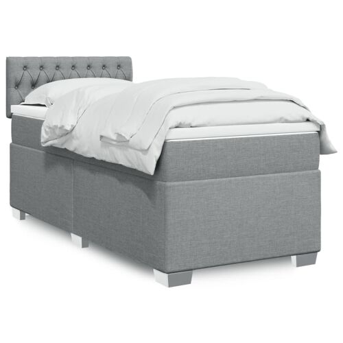 vidaXL Sommier à lattes de lit avec matelas gris clair 80x200 cm tissu