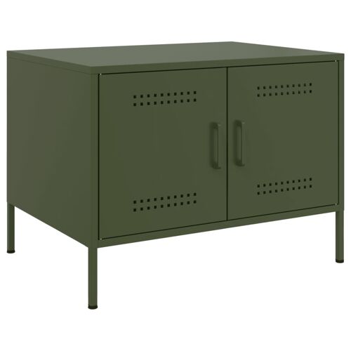 vidaXL Table basse vert olive 68x50x50,5 cm acier laminé à froid