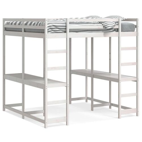 vidaXL Lit superposé et bureau et échelle 180x200cm bois de pin massif