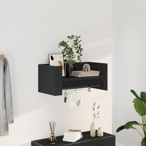 vidaXL Étagère murale noir 70,5x35x30,5 cm bois d'ingénierie