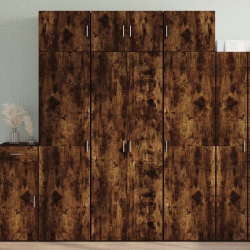Vidaxl Buffet Haut Chêne Fumé 70x42,5x185 Cm Bois D'ingénierie