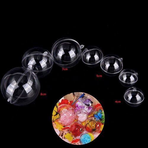 Boîte à bonbons de noël transparente en plastique 4-8cm, boule de noël ornements d'arbre, nouvelles boules transparentes suspendues rechargeables, décor de maison