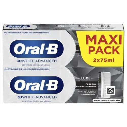 Oral-B 3d White Advanced Luxe Charbon Dentifrice 2 X 75 Ml 