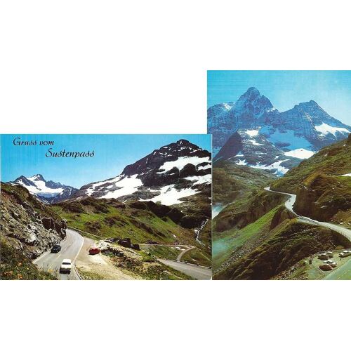 Suisse, Lot 2 Belles Cartes Postales Neuves, Route Alpestre Du Col De Susten, Qui Permet De Relier Les Vallées De L'aar Et De La Reuss.