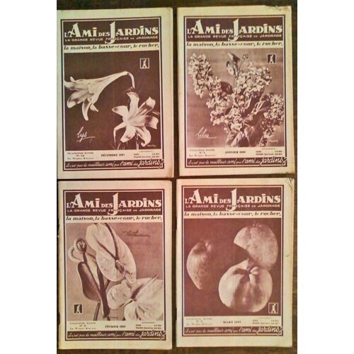 Lot De 4 Numéros De L'ami Des Jardins --1937-1938-- Numéro 12 De L'année 1937- Et 1-2-3- De 1938 - 250 Pages De Lecture