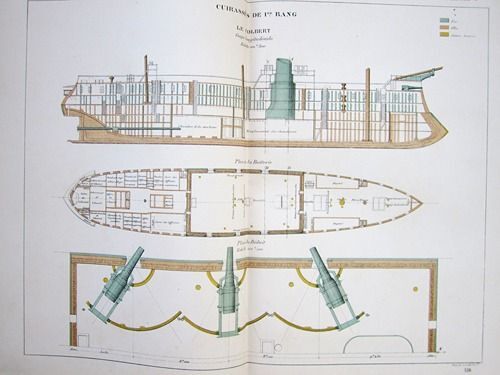 Aide-Mémoire D'artillerie Navale. Planches. 3e Livraison 1878 (Chapitre Vi : Renseignements Sur Les Navires) : Planche 5 : Cuirassés De 1er Rang. Le