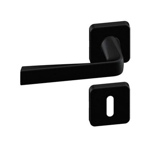 Poignées sur rosaces carrées clé L - aluminium noir - Kaza VACHETTE