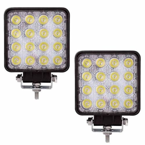 Lampe De Travail À Faisceau Carré Led 48w 6000k, 2 Pièces, Tracteur Suv Camion 4wd 12v 24v