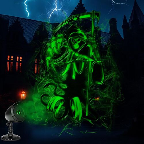 Projecteur Halloween Decoration Exterieur Interieur - 3d Faucheuse Vert Dynamique Led Lampe Étanches Décoration Halloween Pour Fenêtre Porte Jardin Deco Horreur
