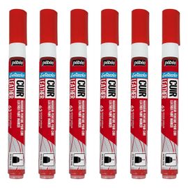 Pébéo Lot De 6 Marqueurs Acrylique Setacolor Spécial Cuir Mat Satiné Extra Fine Rouge Intense