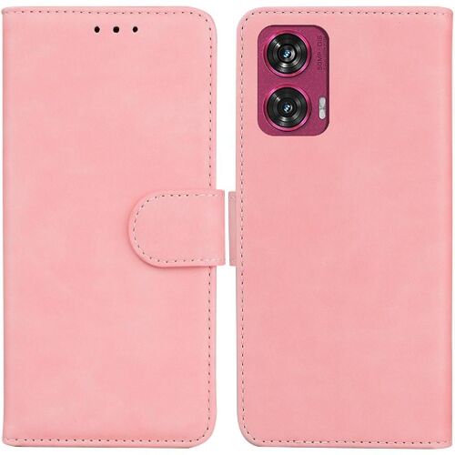 Flip Étui Pour Motorola Edge 50 Fusion Support De Support Fente Pour Carte Magnétique Cuir Pu Premium - Couleur Rose