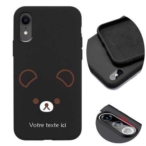 Coque noir iphone 11 ourson kawaii personnalisee
