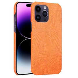 Classique Élégant Étui Pour Iphone 14 Pro Max Housse De Protection Anti Éraflure Compatibilité Mode Classique D'alligator - Couleur Orange