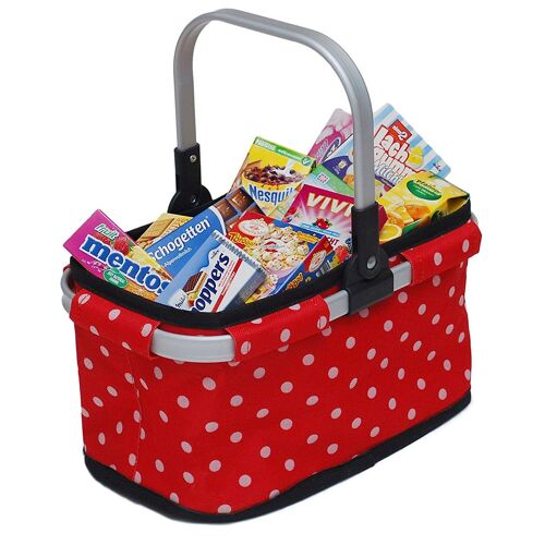 Panier de supermarché à pois