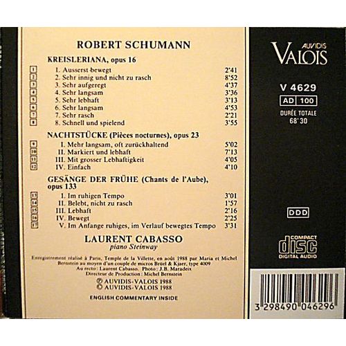 Kreisleriana, Nachtstucke, Gesange Der Fruhe L. Cabasso, Piano