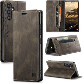 Aefj-Coque Pour Samsung Galaxy S25 Plus Case À Rabat Pochette Portefeuille Etui Premium En Cuir Pu Flip Case [Blocage Du Signal Rfid] Housse Protection Cover Pour Samsung Galaxy S25 Plus, Marron