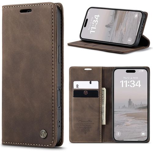 TZF-Coque pour iPhone 17 Case Portefeuille Cover, Housse Flip en Cuir PU Protection Pochette Wallet, [Magnétique] [Kickstand] Étui iPhone 17 Porte Carte, Café