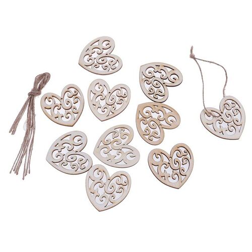 10 Pièces/Ensemble Joli Motif Coeur En Bois Scrapbooking Peinture Collection Artisanat Fait Main Accessoires À Créer Soi-Même Décoration De La Maison