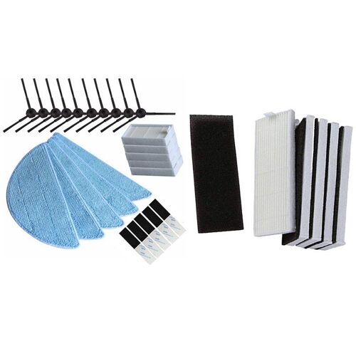 Brosse latérale 10X + 5 filtres Hepa pour Ilife V5S Ilife V5 Pro X5 et 5 éponges + 5 filtres HEPA pour Robot Chuwi Ilife A4