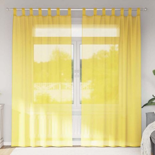 Vidaxl Rideaux En Voile Avec Boucles 2 Pcs Jaune 140x245 Cm