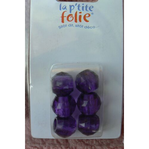 Lot De 6 Grosses Perles À Facette-Violet - Bijoux, Décoration Voilage