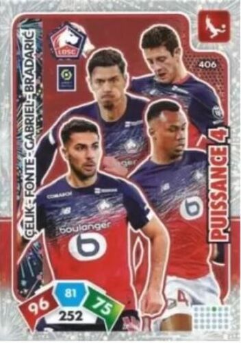 406 Mehmet Zeki Celik / José Fonte / Gabriel / Domagoj Bradaric - Losc Lille - Puissance 4 - Panini Adrenalyn Xl Ligue 1 - 2020-2021 Carte Football