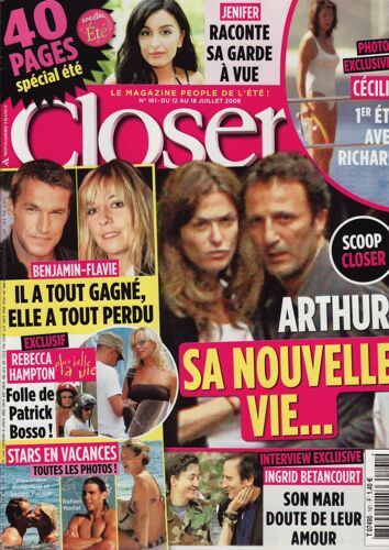Closer / 12-07-2008 N°161 : Jenifer (1p) - Rebecca Hampton (2p) - Céline Dion (2p)