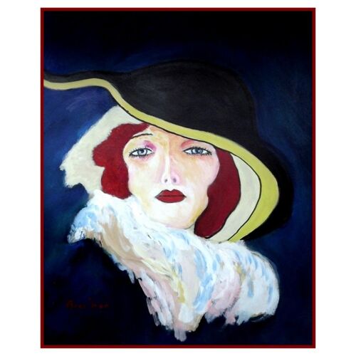 Brec'han   Art  Deco  Portrait  De  Femme